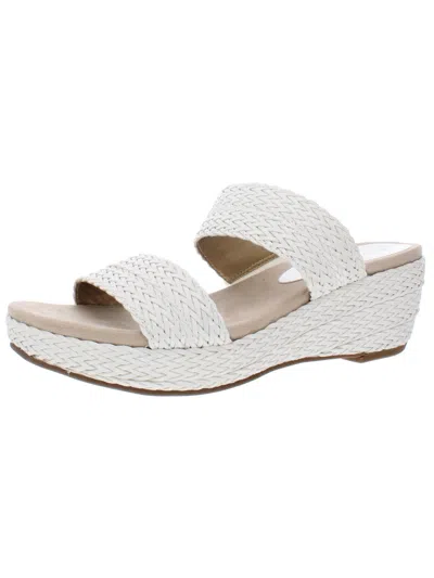 Shop Anne Klein Zala Womens Woven Heeled Wedge Sandals In White