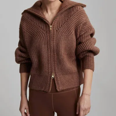 Shop Varley Putney Knit Jacket In Cocoa Brown