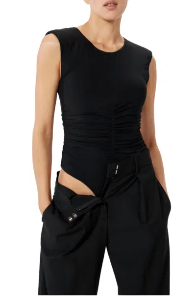 Shop Sophie Rue Garcelle Padded Shoulder Tank Bodysuit In Black