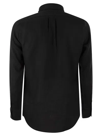 Polo Ralph Lauren Black Shirt With Button-down Collar And Pony Embroidery On The Front