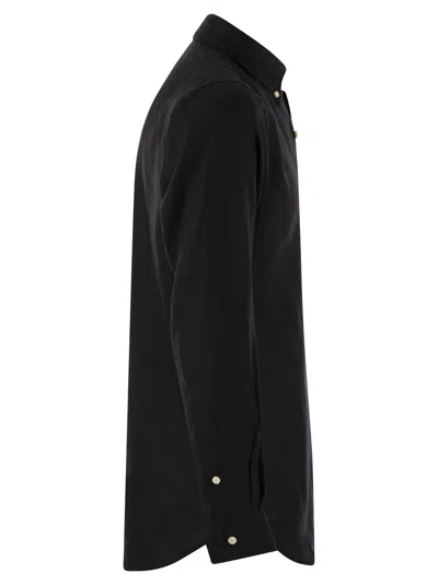 Polo Ralph Lauren Black Shirt With Button-down Collar And Pony Embroidery On The Front