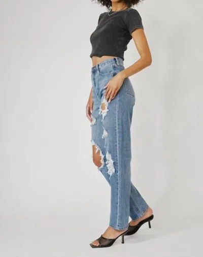 Kancan Vintage 90's Straight Leg In Dark Wash In Blue