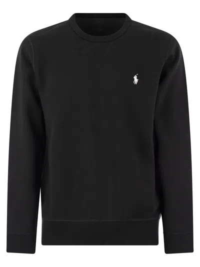 Polo Ralph Lauren Black Cotton Sweatshirt With Iconic Pony Logo
