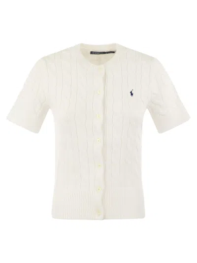 Shop Polo Ralph Lauren Plaited Cardigan With Short Sleeves