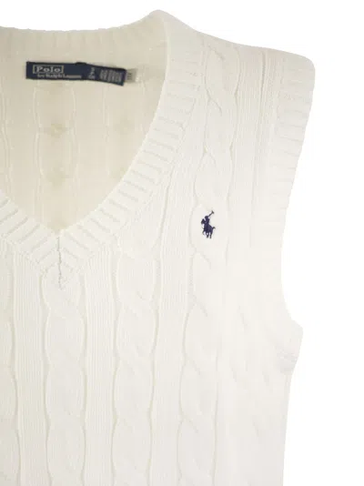 Shop Polo Ralph Lauren Plaited Cotton V Neck Waistcoat