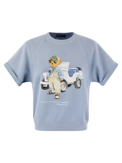 Shop Polo Ralph Lauren Short Sleeved Cotton Sweatshirt With Bear