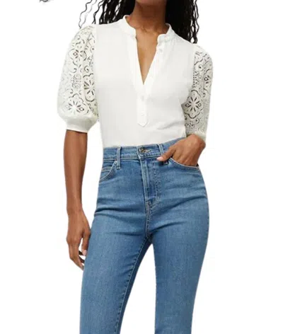 Shop Veronica Beard Lace Coralee Top In Off-white