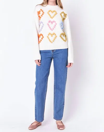Shop English Factory Hanna Sweater In Ivory Multi In White
