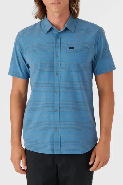 Shop O'neill Trvlr Upf Traverse Stripe Standard Shirt In Copen Blue In Multi
