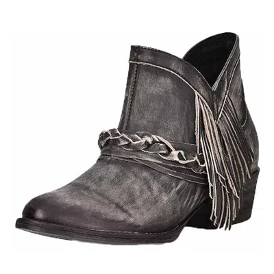 Corral Women's Zipper & Woven Round Toe Bootie In Black In Black
