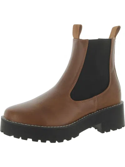 Shop French Connection Mia Womens Faux Leather Chelsea Boots In Brown