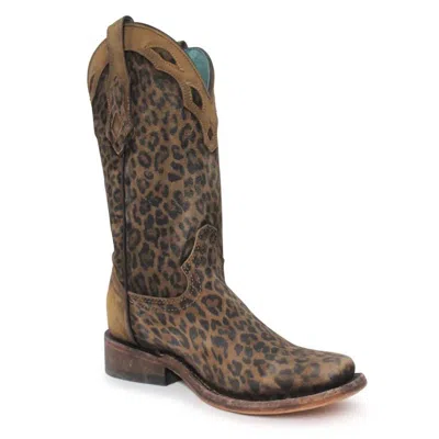 Shop Corral Ladies Western Square Toe Boot In Sand Leopard In Multi