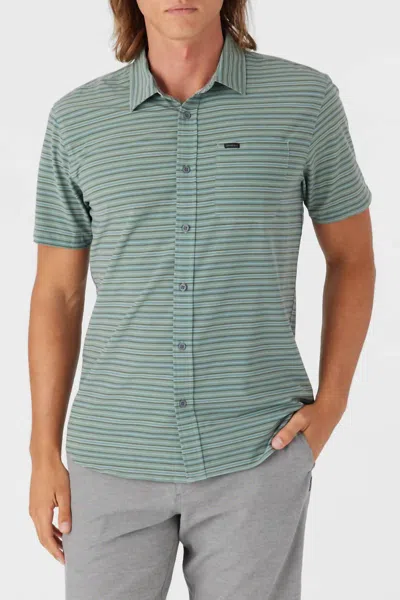 Shop O'neill Trvlr Upf Traverse Stripe Standard Shirt In Sage In Multi