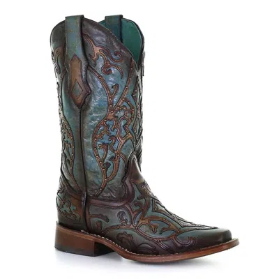 Shop Corral Women's Square Toe Western Boots In Turquoise In Blue