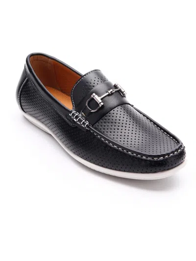 Shop Aston Marc Mens Faux Leather Slip-on Loafers In Black