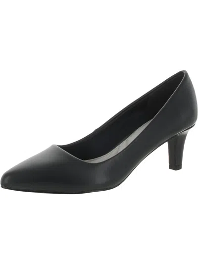 Shop Easy Street Pointe Womens Faux Leather Slip On Pointed Toe Heels In Black