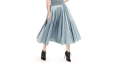 Shop Emily Shalant Taffeta Midi Skirt In Light Blue