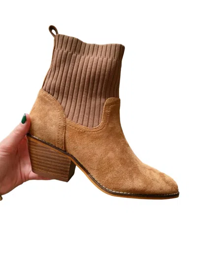 Corkys Footwear Women's Rowdy Ankle Bootie In Camel Suede In Brown