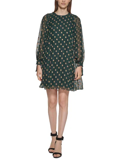 Calvin Klein Petites Womens Metallic Mini Shift Dress In Multi