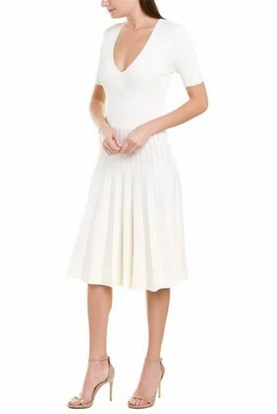 Shop Jason Wu Shiny Viscose V-neck Knit Dress In Chalk In White