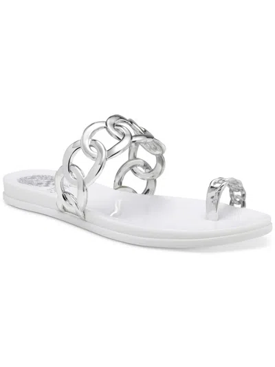 Shop Vince Camuto Emagenta Womens Chain Toe Loop Jelly Sandals In Silver