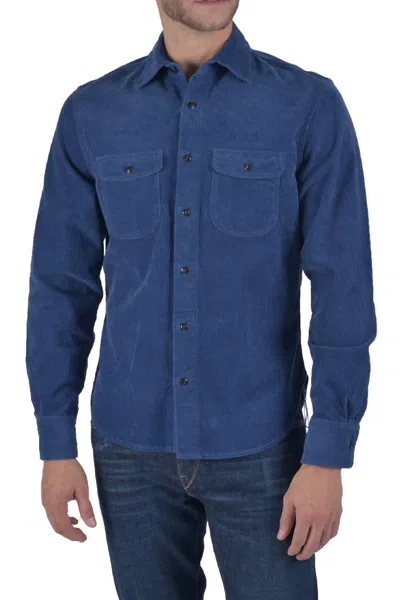 Shop Kato The Brace Corduroy Shirt In Pacific In Blue