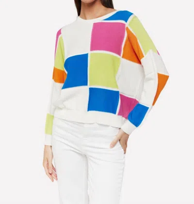 Shop Brodie Cashmere Bianca Crewneck Sweater In Ice Water In Multi