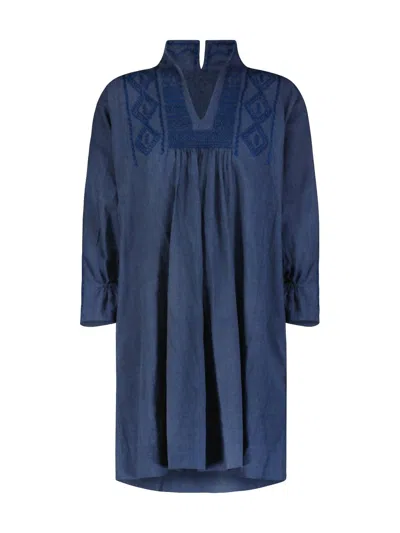 Erica Wilson Sofia Mini Dress In Navy In Blue