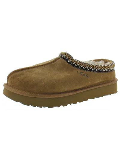 Ugg Tasman Womens Suede Wool Mule Slippers In Pink