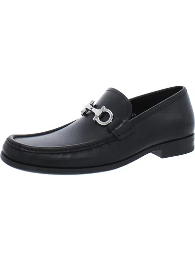 Shop Ferragamo Mens Leather Slip-on Loafers In Black