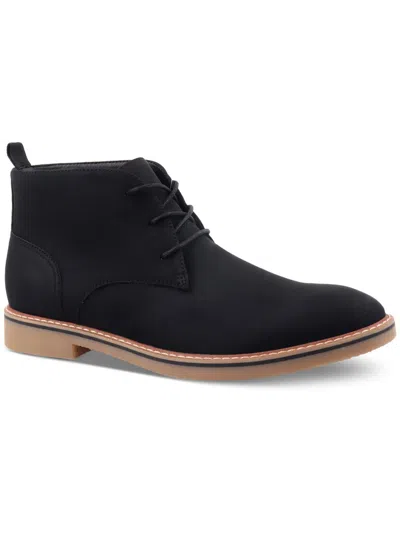 Shop Club Room Nathan Mens Faux Suede Lace-up Chukka Boots In Black