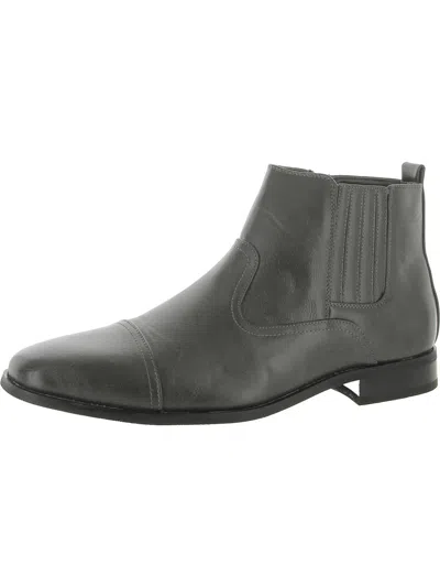 Shop Vance Co. Alex Mens Block Heels Slip On Chelsea Boots In Grey