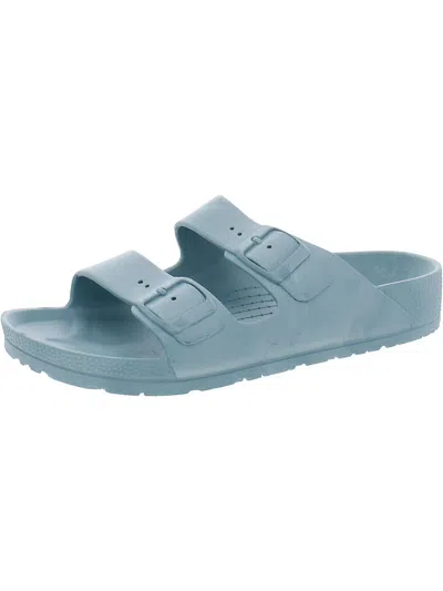 Shop Tecs Womens Footbed Buckle Wedge Sandals In Blue