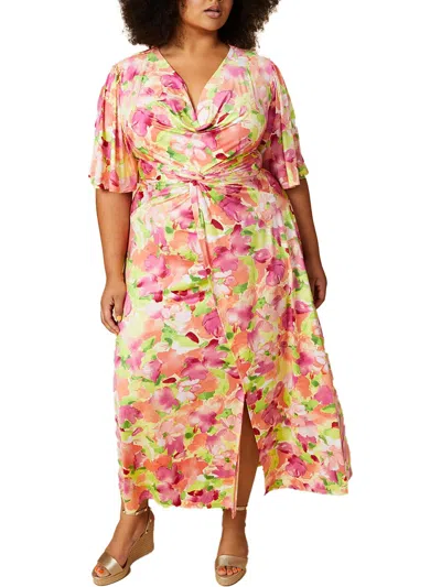 Shop Rachel Rachel Roy Plus Lyona Womens Floral Print Polyester Maxi Dress In Yellow