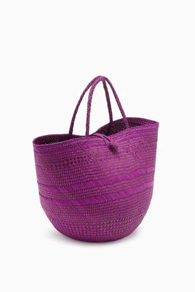 Shop Ulla Johnson Marta Large Basket Tote In Orchid Stripe