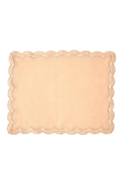 Shop Ulla Johnson Scallop Embroidered Placemat In Blush