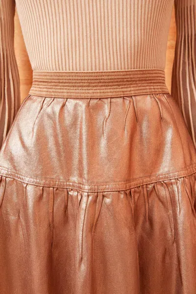 Shop Ulla Johnson The Astrid Skirt In Copper Foiled Wash