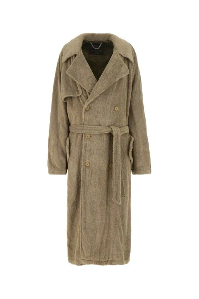 Shop Balenciaga Woman Sage Green Terry Oversize Coat