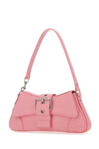 Shop Balenciaga Woman Pink Leather Lindsay M Shoulder Bag