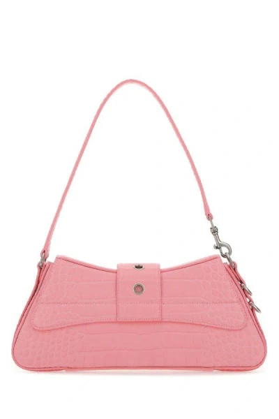 Shop Balenciaga Woman Pink Leather Lindsay M Shoulder Bag