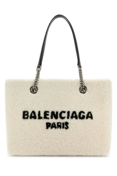 Shop Balenciaga Woman White Shearling Duty Free M Handbag