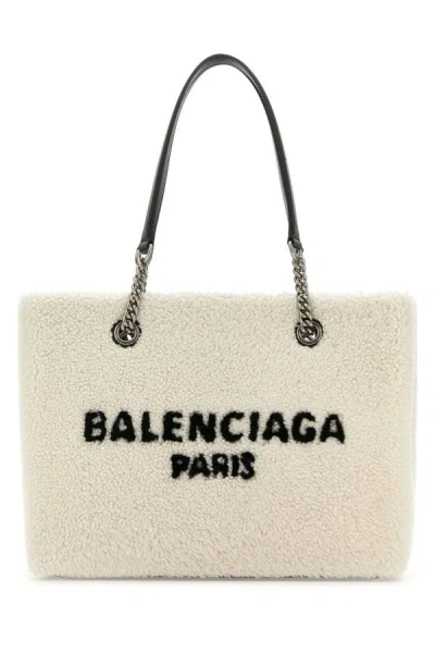 Balenciaga Women's Shearling Duty Free M Handbag In White
