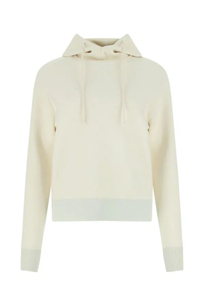 Shop Bottega Veneta Woman Ivory Stretch Wool Blend Sweatshirt In White