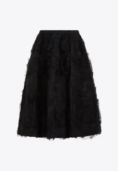 Shop Comme Des Garçons 3d Tulle Midi Skirt In Black