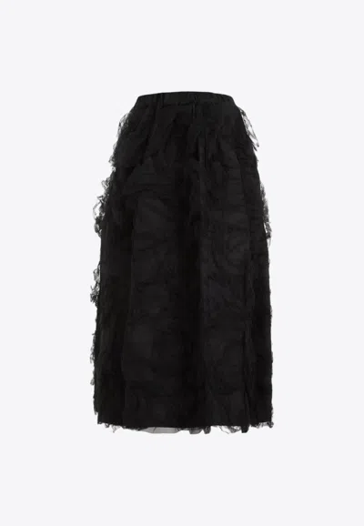 Shop Comme Des Garçons 3d Tulle Midi Skirt In Black