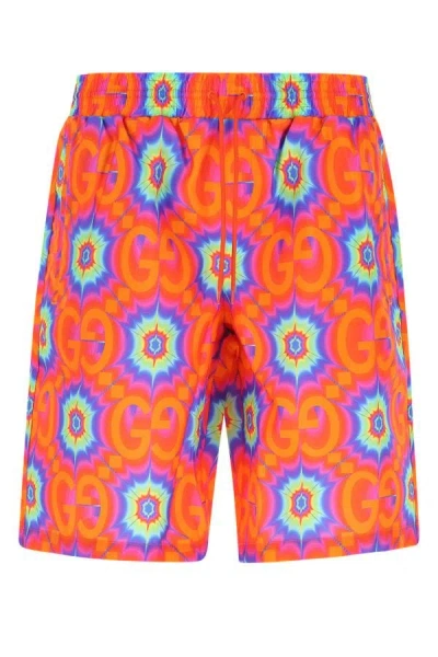 Shop Gucci Man Printed Nylon Swimming Shorts In Multicolor