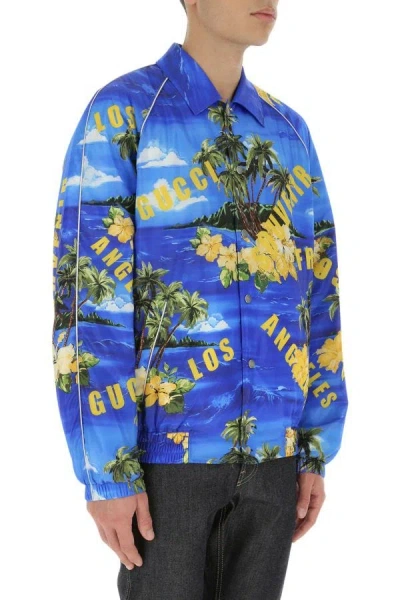 Shop Gucci Man Printed Nylon Windbreaker In Multicolor