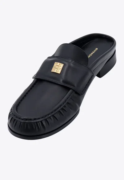 Shop Givenchy 4g Plaque Leather Sandals In Black