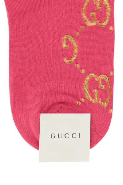 Shop Gucci Woman Embroidered Nylon Socks In Multicolor