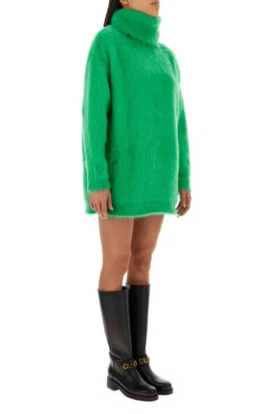 Shop Gucci Woman Green Stretch Mohair Blend Sweater Dress